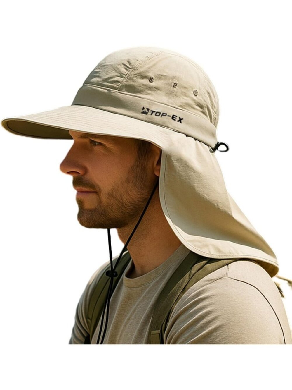 Cooling Wide Brim Sun Hat with Neck Flap, UPF 50+ Protection, Packable for Men